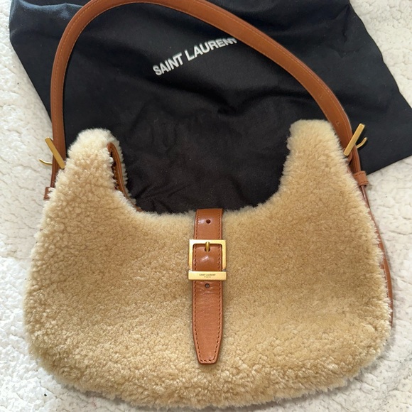 Saint Laurent Tan Shearling Bag - Picture 1 of 7